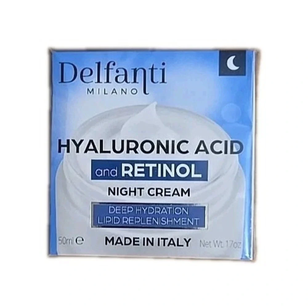 Delfanti Hyaluronic Acid and Retinol Night Cream Deep Hydration w/ Lipids 1.7 oz